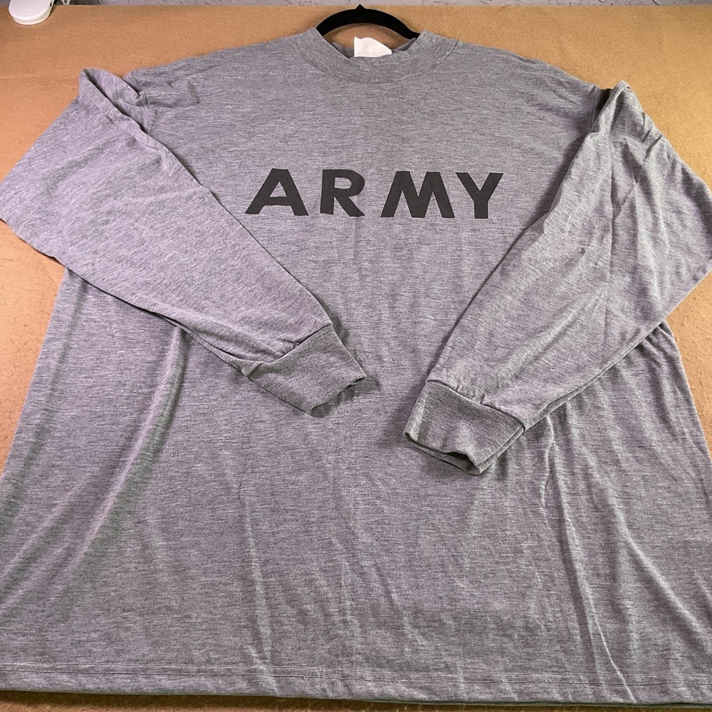 US Army IPFU Long Sleeve Training T-Shirt Gray XL Physical Fitness Uniform